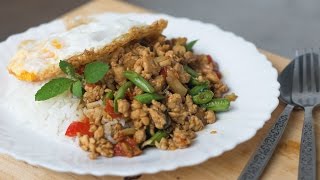 Thai Holy Basil StirFry Recipe Pad Kra Pao ผัดกะเพรา [upl. by Survance]