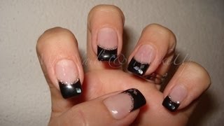 ★ Nail Art ★ Nero e argento con decorazioni rombi [upl. by Elleivap]