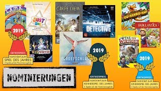 Kommentar  Die nominierten und empfohlenen Spiele zum Spiel und Kennerspiel des Jahres 2019 [upl. by Rider]