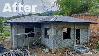 Proses pembinaan rumah bajet menggunakan tiang besi square tube [upl. by Wolfie525]