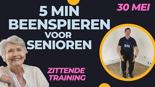 5 minuten BEENSPIEREN trainen ZONDER RECHTSTAAN oefeningen voor ouderen [upl. by Boatwright]