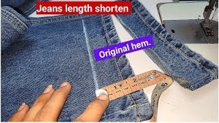 How to alter jeans length keeping original hem  shorten jeans 👖 [upl. by Aihsemaj652]