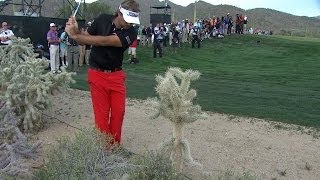 Victor Dubuisson converts unbelievable shot from cactus at Accenture [upl. by Ayotac969]