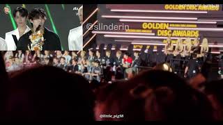 Idols reaction Seventeen winning Best Album Leader SCoups thanks producer Woozi🎹  GDA 2023 [upl. by Lubow199]