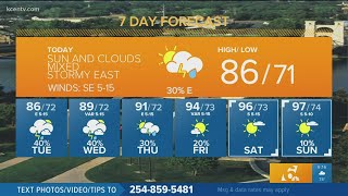 Tropical Rains Possible For Our Eastern Zones  Central Texas Forecast [upl. by Netsrik]