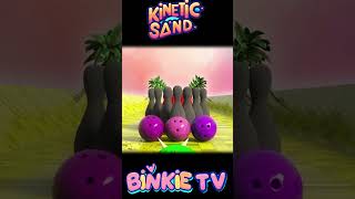 Binkie TV Kinetic Sand Smash Learn Colors Bowling Ball Adventure [upl. by Bart624]