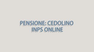 Pensione e contributi versati come funziona il cedolino INPS [upl. by Ikim]