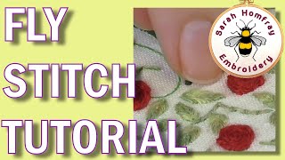 Fly stitch  Hand embroidery for beginners video tutorial [upl. by Carpet591]