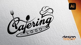 Logo design in illustrator  How to create Catering  restaurant and food logo for beginner [upl. by Assirralc]