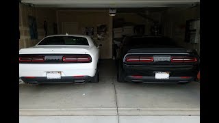 2018 Dodge Challenger RT VS 2016 Hellcat COLD START at the same time 0 [upl. by Odab]