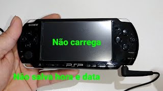 PSP que não carrega bateria liga só com carregador não salva hora e data [upl. by Nas]