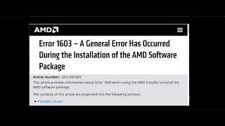 Solution to ERROR 1603 when Installing AMD Radeon [upl. by Ammadis]