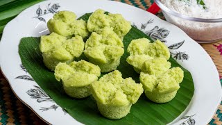 Apam Nasi Pandan tips kembang mekar [upl. by Aihsekal]