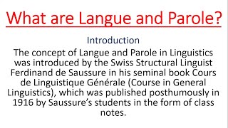 What are langue and parole  Linguistics  Explanation in Urdu and Hindi  Example Crash course [upl. by Aciram]