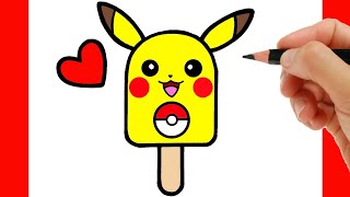 HOW TO DRAW PIKACHU EASY STEP BY STEP  DRAWING AND COLORING A ICE CREAM EASY STEP BY STEP [upl. by Leanne]