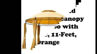 Outsunny Round Outdoor Patio Canopy Party Gazebo with Curtains 11 Feet Orange [upl. by Justus467]