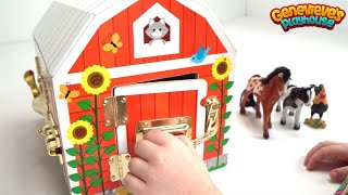 Genevieve Plays with Farm Animals and Wooden Marble Maze [upl. by Aynom]