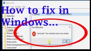 Error writing values new contents on registryhow to Fix on Windows 10 Tutorial [upl. by Grati81]