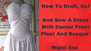 DIY HOWTO CUT AND SEW TRENDY GOWN WITH FRONT BUST PLEATS QUEEN ANNE NECKLINE AND SIDE GATHERS [upl. by Uthrop]