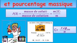 Comprendre la relation entre la concentration molaire et le pourcentage massique TRONC COMMUN 1BAC [upl. by Grantland]