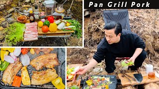 Pork Meat Pan Grill Out side Forest with quotKhukuriquot Hot Rum Punch 😋😋🇳🇵🇳🇵🤘🏻  Roasted Pork Belly [upl. by Kilar]