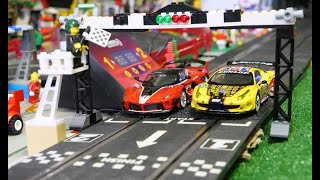 FERRARI FINAL SLOT CARS RACE  Carrera slot cars in the Lego Speedway City [upl. by Veneaux]