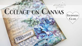 Collage On Canvas Mixed Media Decoupage Tutorial ♥ Maremis Small Art ♥ [upl. by Solegna]