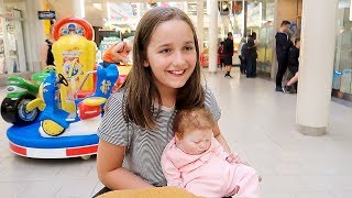 Shopping with Reborn Baby Doll at the Mall Went to Claires to Buy Reborn Earrings [upl. by Onida]