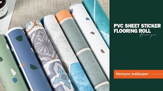 Easy DIY PVC Sheet Sticker Flooring Roll  Waterproof 3d Hardwearing Vinyl Flooring Roll in China [upl. by Ilhsa103]