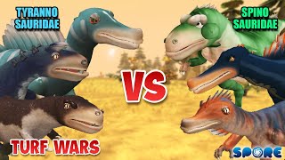 Tyrannosauridae vs Spinosauridae Turf War  Tyrannosauridae vs Spinosauridae S1  SPORE [upl. by Rese]