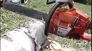 Husqvarna 51 Chainsaw Start Up amp TEST CUT [upl. by Adnirual]