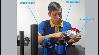 Instalaciones de mangueras HDPE Polietileno con unión reducido y adaptador Macho [upl. by Fassold]