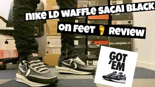 Nike LD WAFFLE sacai black on feet review [upl. by Oigimer]