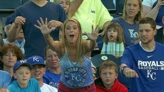 Kid snags souvenir from lady at the ballgame [upl. by Onaivlis]