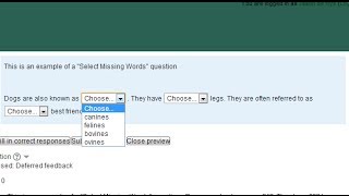 Moodle Select Missing Words Question Cloze [upl. by Alekat]