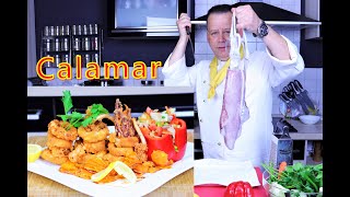 Calamar Calamaris Salat Chips كلمار مع رقائق البطاطس والسلطة [upl. by Westberg]