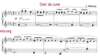 Claude Debussy  Clair de lune piano solo free music sheet [upl. by Ivory881]