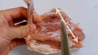 Easy way to debone and fillet a chicken thigh  a quothowtoquot tutorial [upl. by Ailido]