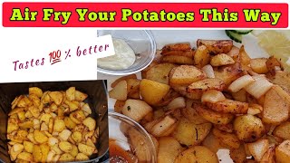 Air Fryer Potatoes  fast easy and crispy roasted potatoes [upl. by Adnarram725]