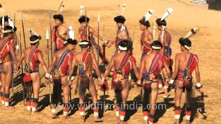 Lotha tribesmen performing a folk dance in Nagaland [upl. by Parnell]