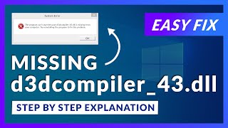 Fix D3DCOMPILER43dll is missing in Windows 11  10  How To Solve d3dcompiler 43 dll Not Found ✅ [upl. by Ardried]