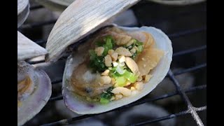 How to Grill Cherrystone Clam with Scallion Oil and Roasted Peanuts Recipe [upl. by Adien]