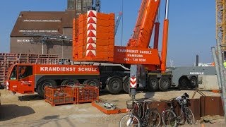 Mobilkran TEREX AC 700 hebt Brückenbinder vom Schwertransport Teil 1  Soeren66 [upl. by Rehpotsirc]