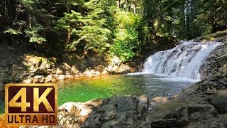 3 hours 4K Waterfall relaxation video  Denny Creek falls  Water Sounds [upl. by Elburt330]