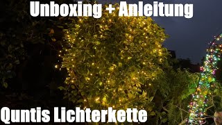 Quntis 400 LED 2m Lichterkette Weihnachtsbaum Christbaumbeleuchtung mit Ring Unboxing und Anleitung [upl. by Ibrik]