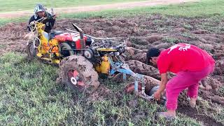 Drive a Kubota ZT 180 to play in the water Farmer tractor Khmer [upl. by Zeculon]