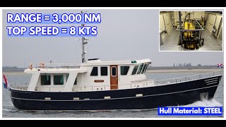 STEEL Liveaboard 17Metre TRAWLER Yacht With A 3000 NM Range [upl. by Turley]