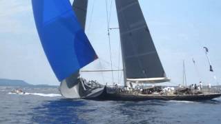 JClass Lionheart spinnaker hoist Day 2 Superyacht Cup 2014 [upl. by Ahseikram]