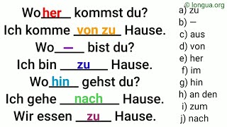 Wo bist du Wohin gehst du Woher kommst du  Ich bin zu Hause ich gehe nach Hause ich komme von [upl. by Vel885]