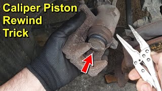 How to Rewind a Rear Brake Caliper Piston Using a Pliers [upl. by Niven151]